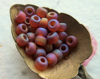 100 Miyuki Matte AB Seed Beads: Dark Topaz Purple, Size 6/0