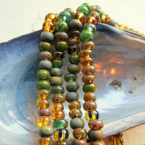 New KAUAI CANYON MIX . 180 Czech Aged Picasso Seed Beads . size 5/0 . Supplies for Jewelry Making