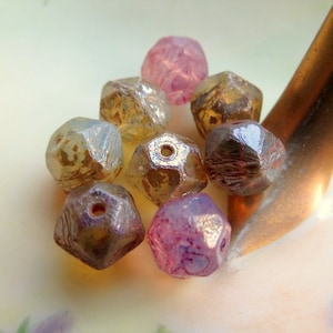 Picasso Böhmische Glasperlen: Mondstein Mix, Englischer Schliff, 8 mm, (10 Perlen)