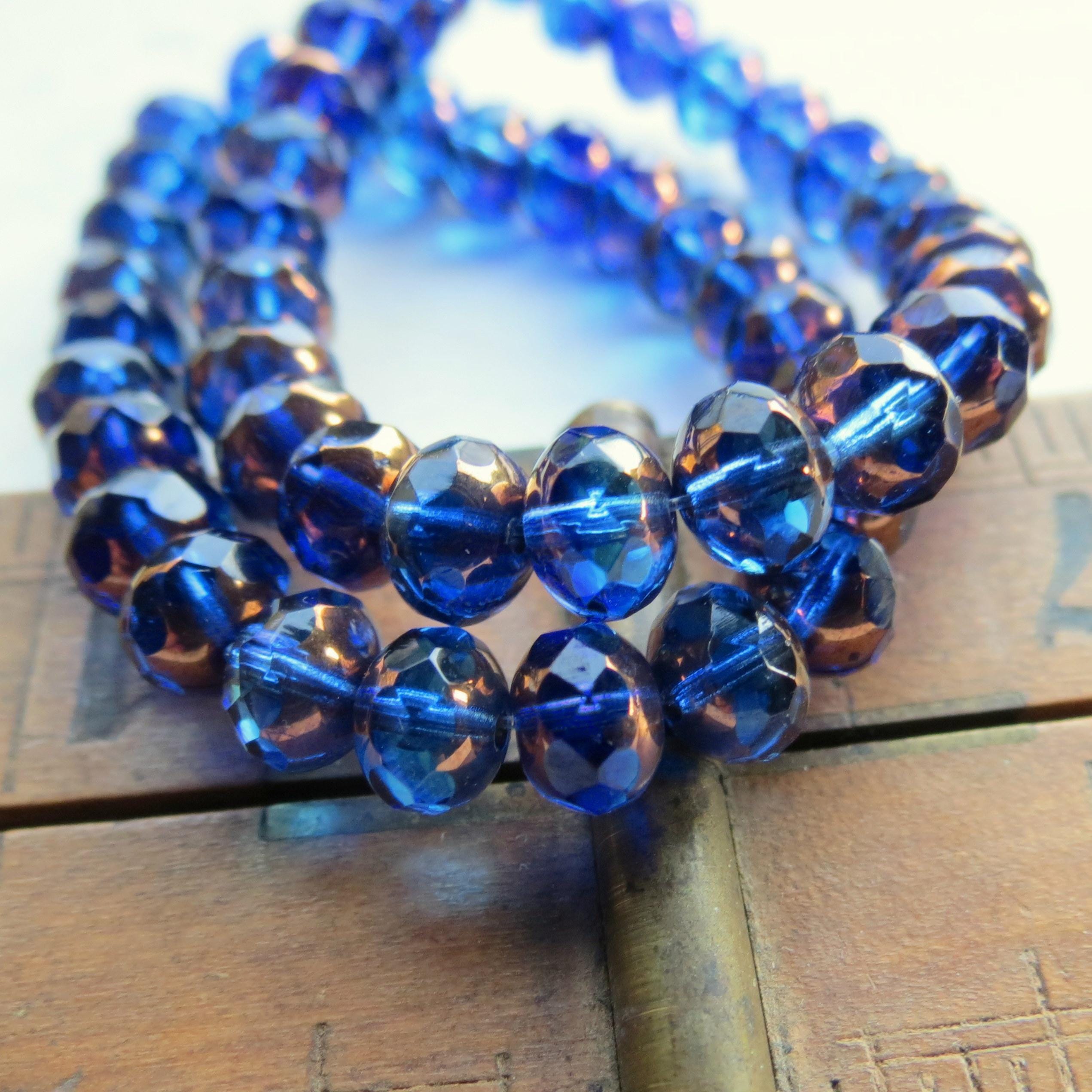 Perles En Verre Avec Motif Tourbillon - Lot De 15 - Couleur Bleue - Neuf