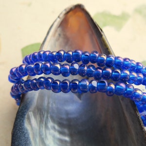 New LUSTER COBALT BEAD . 50 Czech Tri Cut Seed Beads . size 6/0 . Supplies for Jewelry Making