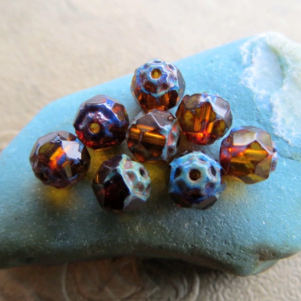 Back In Stock TOPAZ RENAISSANCE . 25 Czech Picasso Glass Beads . 6 mm . Supplies for Jewelry Making