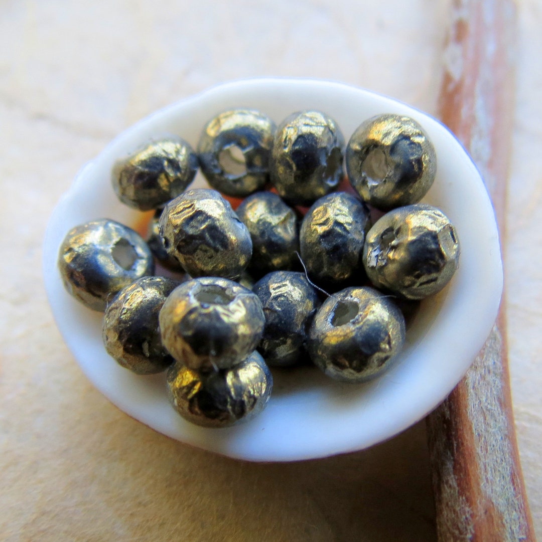OLIVE BUMPY PEARLS . 20 Miyuki Glass Seed Beads . Size 5/0 . Baroque ...