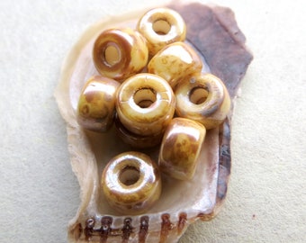 Back In Stock MATUBO AGED IVORY .  Czech Picasso Luster Seed Beads . size 2/0 . (20 beads) . Supplies for Jewelry Making