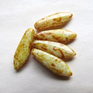AGED TRAVERTINE DAGGERS . 10 Czech Picasso Glass Beads . 16 by 5 mm .  Supplies for Jewelry Making