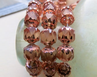 MATTE COPPER CATHEDRALS .  15 Czech Matte Metallic Glass Beads . 6 mm beads . Supplies for Jewelry Making