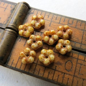 Czech Picasso Glass Flower Beads: Roasted Ivory, 5mm (50 beads)