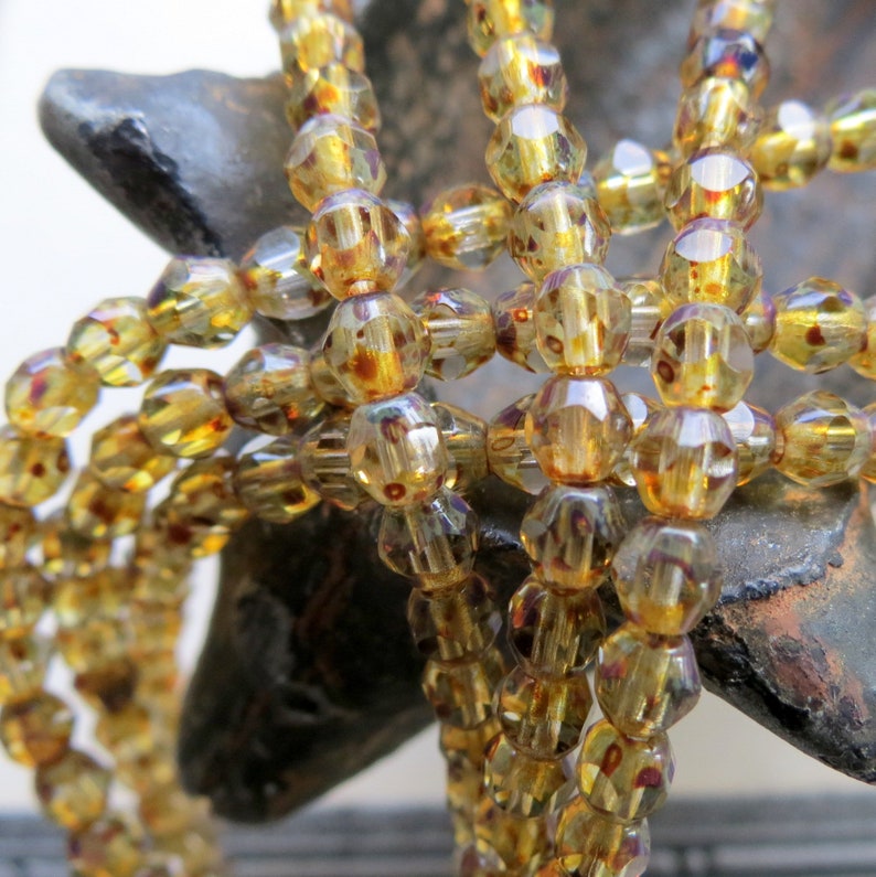 Czech Glass Faceted Beads 4 mm 50 beads New CRYSTAL PICASSO ROUNDS