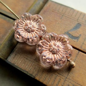Copper Wildflower Beads: Czech Glass Flower Beads (6, 14mm)