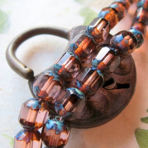 ROSALINE PICASSO BARRELS .  15 Czech Fire Polished Faceted Glass Beads .  8 mm beads . Supplies for Jewelry Making