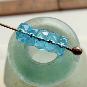 Bright Blue Czech Glass Beads: Faceted AB Finish, 6mm (20 pc)