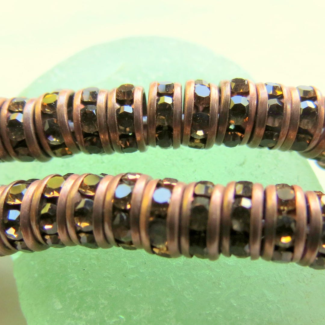 Copper Rhinestone Rondelles: Czech Dark Topaz Preciosa, 6mm (8 Pieces ...