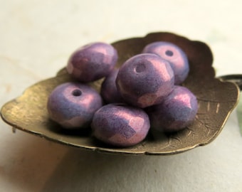 PUFFY PURPLEBERRY GEMS . 10 Czech Luster Glass Beads . 6 mm by 9 mm . Supplies for Jewelry Making