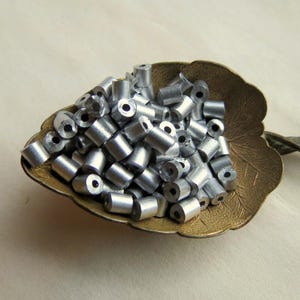 Matte Silver Bugle Beads: Czech Metallic Tubes, 2.5mm (100 pc)