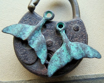 MYKONOS WHALES TAILS  .  25 mm by 25 mm . 2 charms . Greek Charms, Pendants and Buttons