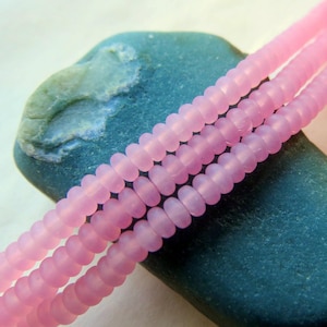 BABY PINK RONDELLES . 100  Czech Matte Glass Beads . 3 mm . Supplies for Jewelry Making