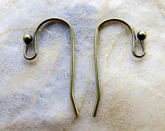 Back In Stock ANTIQUE BRASS EARWIRES . 20 mm . 5 pair (10 pieces) . Supplies, Findings for Jewelry Making