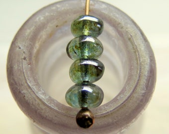 Czech Glass Picasso Beads: Lumi Green Potato Beads, 6mm, 30 pc, Jewelry Making Supplies