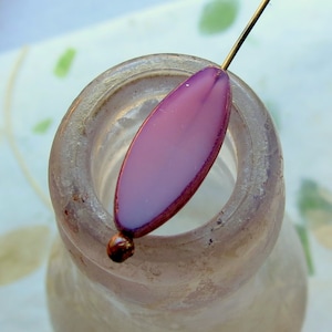 Rosa Böhmische Spindel Glasperlen mit gebräuntem Rand (6er Set)