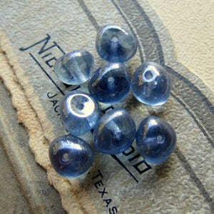 Czech Glass Potato Beads: Lumi Blue Polished Jewelry Supplies (8mm, 20 Beads)