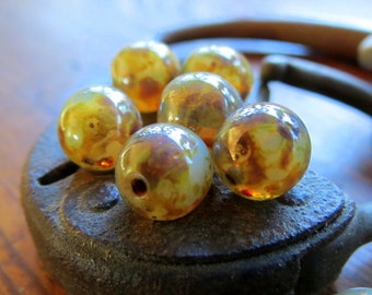 4mm x 50pc Pressed Czech Glass Ceylon Druk Beads Translucent Blue Denim Lustre Smooth Round Spacer Beads