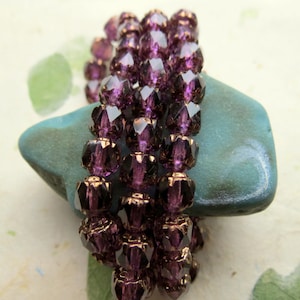 BRONZED PURPLE CATHEDRALS .  10 Czech Metallic Glass Beads . 6 mm beads . Supplies for Jewelry Making
