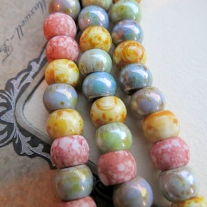 PINK PICASSO MIX . 20 Czech Large Hole Glass Seed Beads . size 2/0 or 7 mm . Supplies for Jewelry Making