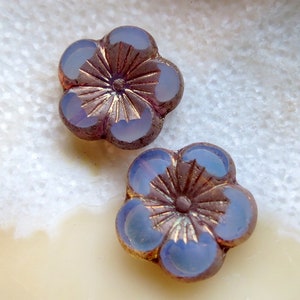 BRONZED MOONSTONE HIBISCUS  . 1 Czech Metallic Glass Flower Beads . 21 mm . Supplies for Jewelry Making