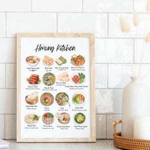 Hmong Küche Wand Kunst Poster | Hmong Wandkunst | Food Art Print für Liebhaber der asiatischen Küche, Küchendekoration, Kochgeschenk, Wandkunst, Rezeptkunst