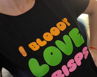I Bloody Love Crisps Ladies T-Shirt in Black or White - Crisp Lovers Top - Crisp Lovers Gifts - Foodie Tee - Foodie Girl T-Shirt