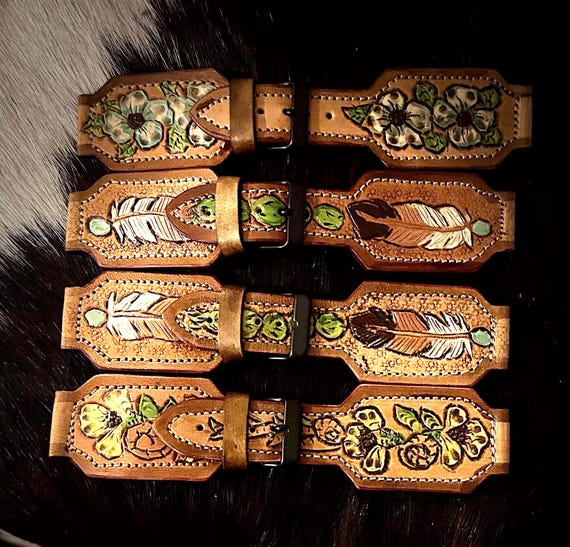 Hand made and tooled authentic leather watch band.