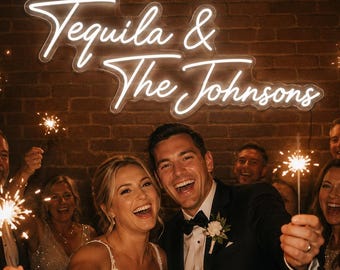 Tequila and the Last Name Custom Neon Sign, Personalized Wedding Bar Sign LED, Funny Wedding Neon, Reception Photo Prop Couple Gift