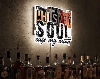 Custom LED Bar Light Box | Personalized Whiskey Lounge Sign | Vintage Style Man Cave Decor | Gift for Him