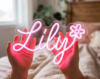 Luz de neón personalizada con nombre, letrero para guardería, decoración del hogar T3