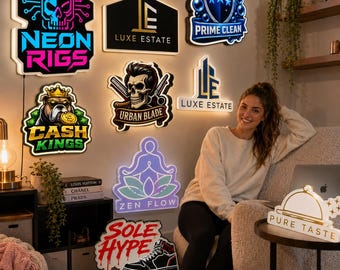Personalized Business Sign | 3D LED Logo Light Box for Office Wall Decor