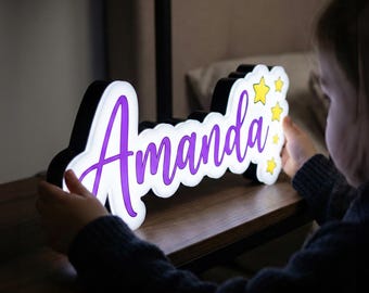 Personalized neon name sign LED Light Box | Custom Name Sign bedroom, Kids Room Decor