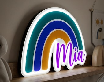 Custom Neon Name Sign lightr box Rainbow Cloud Star, Personalized Kids Room Decor, Nursery Wall Light, Baby Name Gift