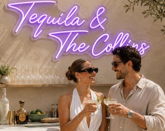 Tequila and the Last Name Neon Sign, Custom Wedding Bar Sign LED, Personalized Couple Neon Light, Funny Reception Decor Photo Prop