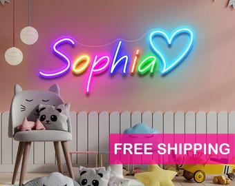 Custom Name Neon Sign for Kids, Nursery Room Decor, Birthday Gift for Kids, Bedroom Neon Sign, Dorm Wall Decor, Easter Personalized Gifts