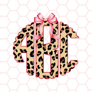 Leopard Bow Monogram PNG: Custom Digital Download
