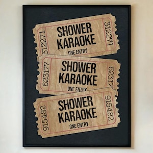 Dusche Karaoke Poster Druck, Lustige Badezimmer Wand Kunst, Vintage Konzert Gig Ticket Retro Musik Dekor, Humorvolles Gesang Geschenk, GERAHMT / UNGERAHMT