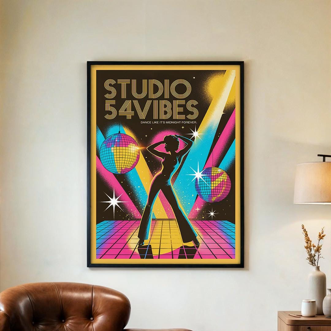 Studio 54 Vibes Poster – Funky Retro 1970s Disco Wall Art Print
