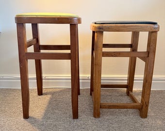 Pair of vintage wooden stools – 1960s–70s