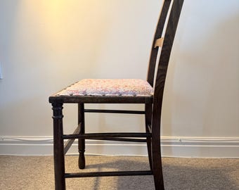Antique oak chair – reupholstered cane seat