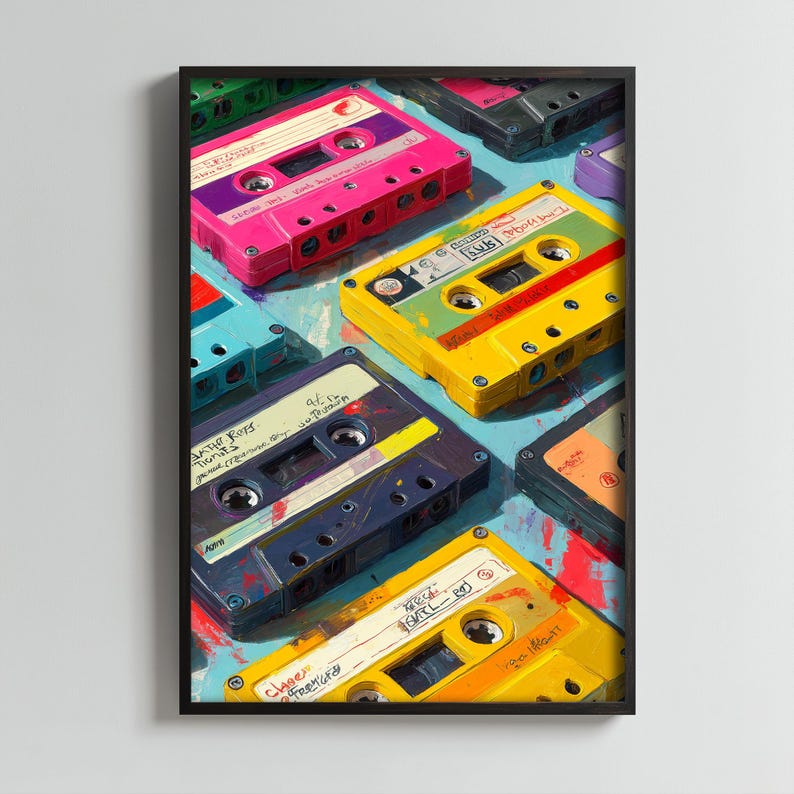 Cassette Tape Poster | Retro Music Wall Art | Groovy Party Poster ...