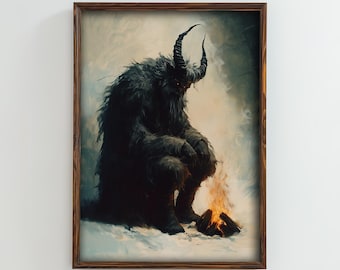 Vintage Krampus Wall Art Print, Santa Winter Yule Christmas, Bavarian Folklore, Alpine Mythical Pagan Mythology, Holiday Season Printable