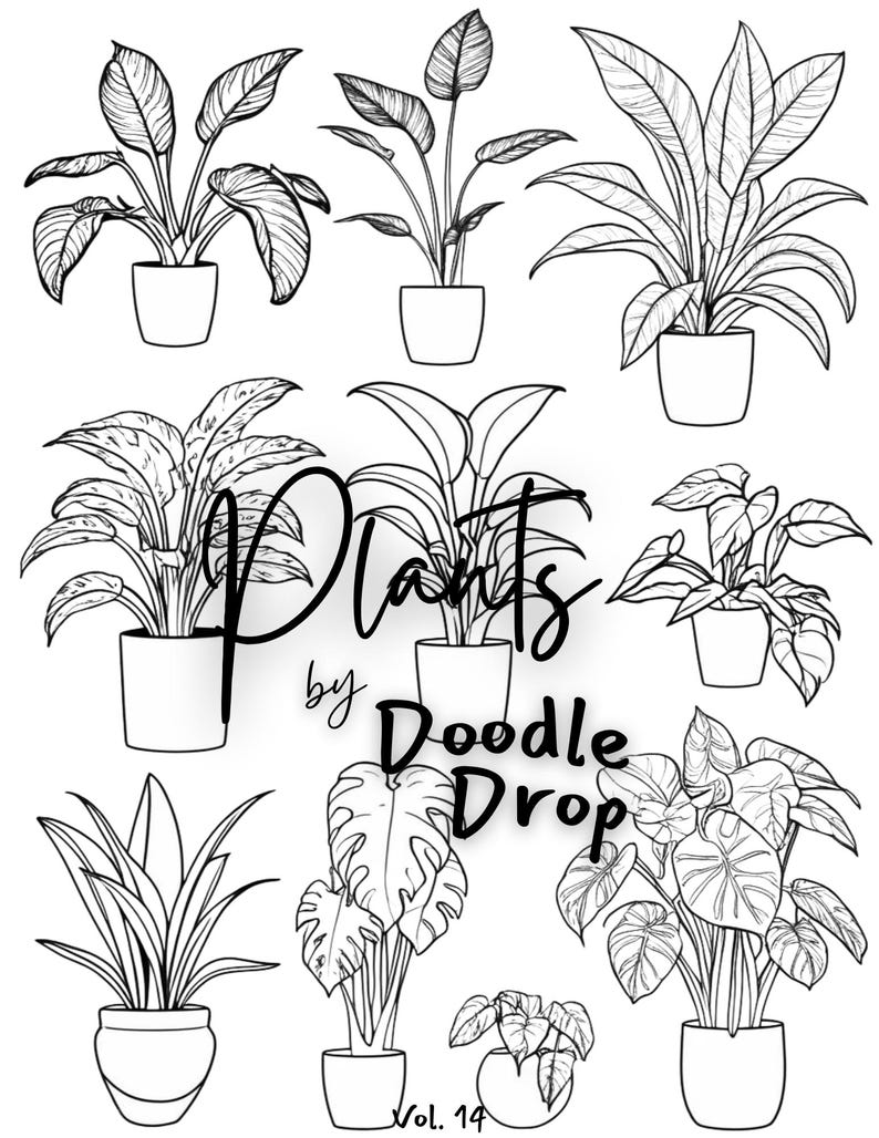 Plants Coloring Book Adult Coloring Book Botanical Themed Coloring ...