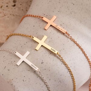 Personalized Cross Bracelet with Name, Custom Bible Verse Jewelry, Baptism Gift for Him, Christian Bible Verse Gifts,  First Communion Gift