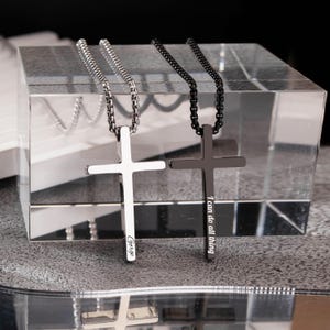 Personalized Men Cross Necklace, Boys Cross Necklace, Custom Engraved Name Necklace, Baptism Gift for Him, Christian Bible Verse Gifts