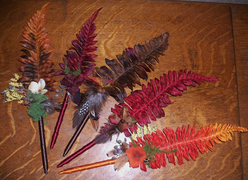 Guestbook Pen Dark Brown Accent Fern Woodland Outdoor Wedding